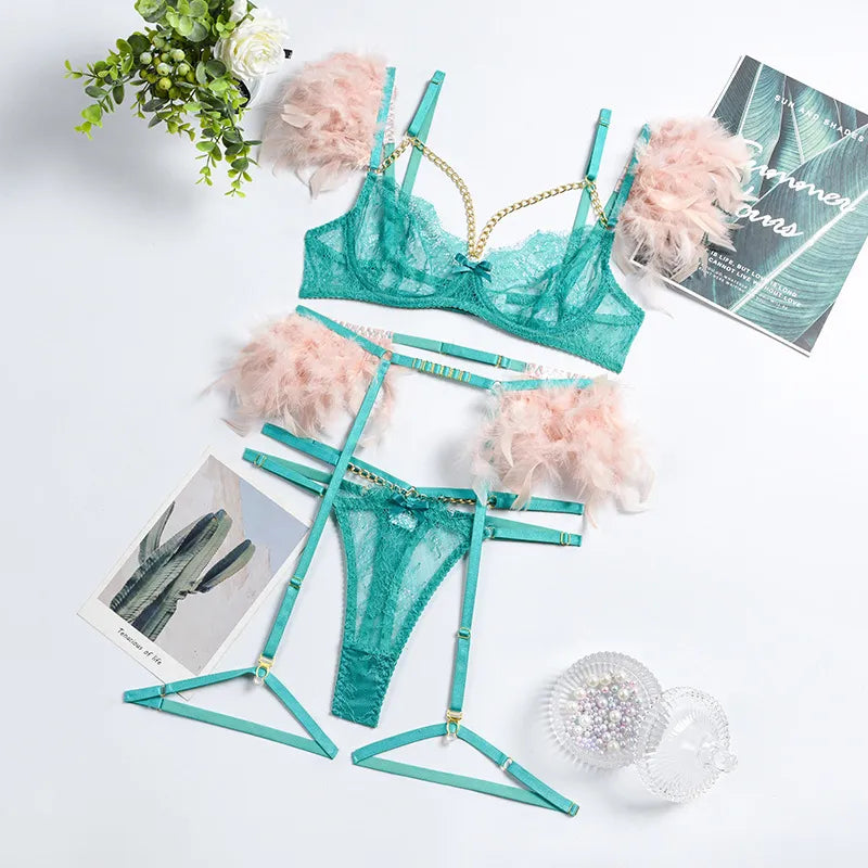 Feather Lingerie Set