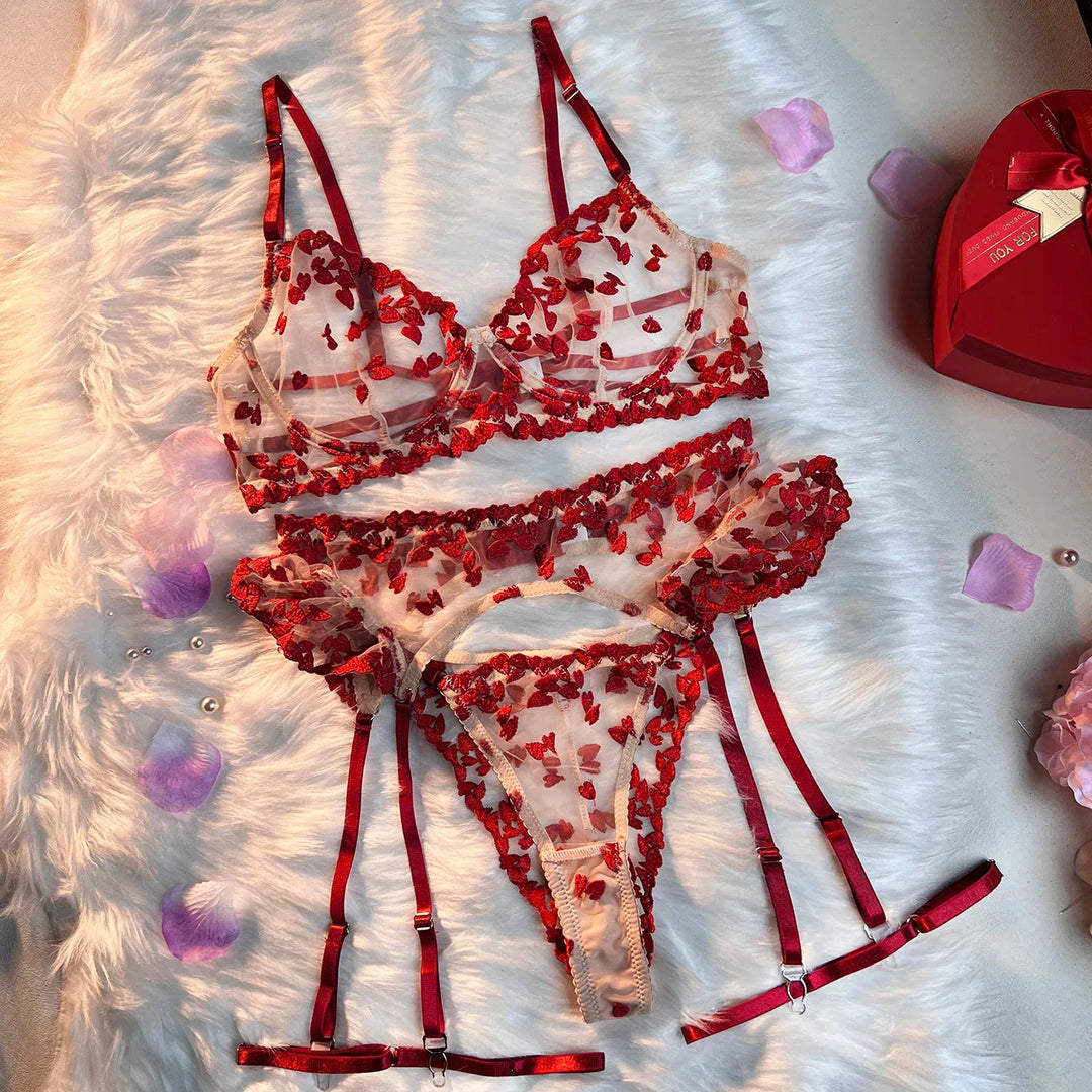 4-Piece Heart Lingerie Set