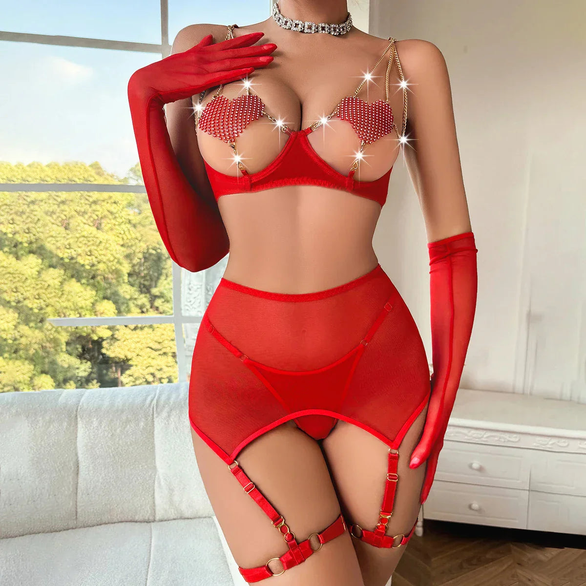 Lingerie Set with Gloves