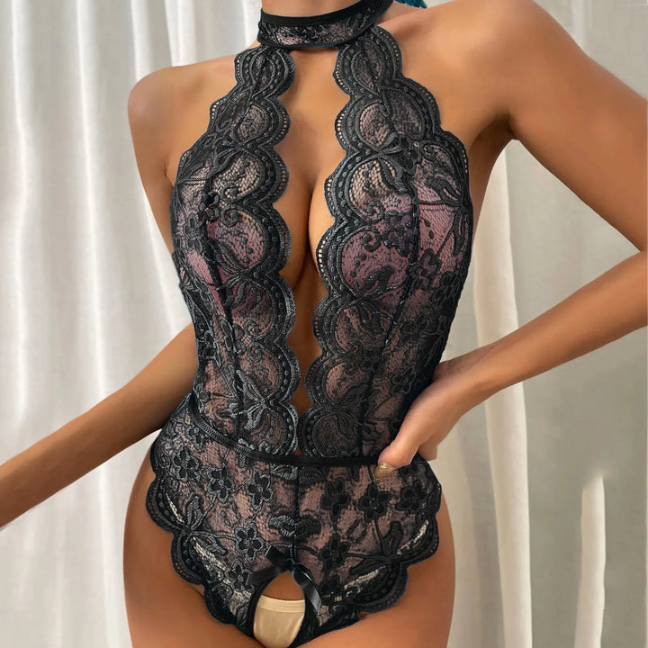 Lace bodysuit with cut-out