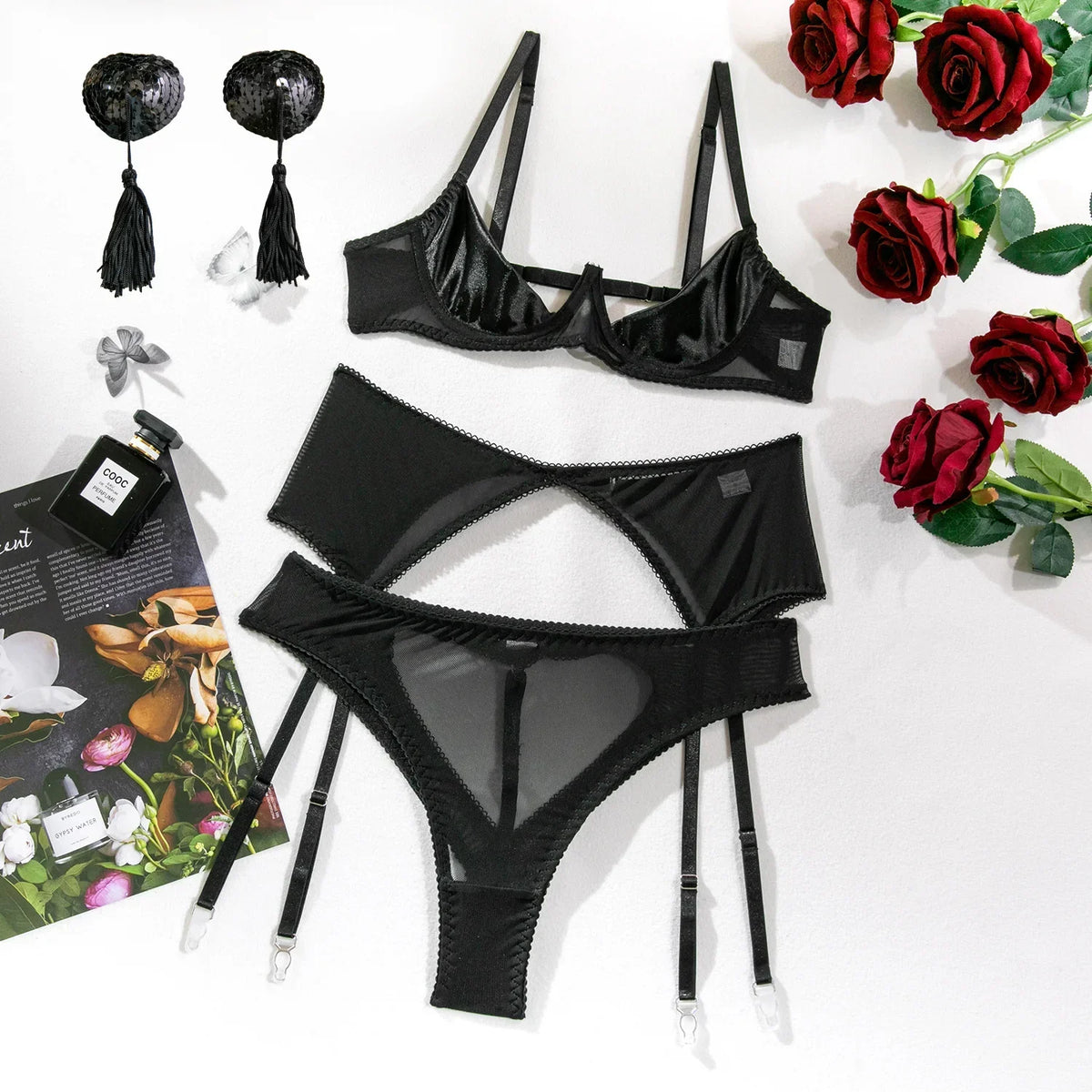 4-Piece Lingerie Set with Pasties
