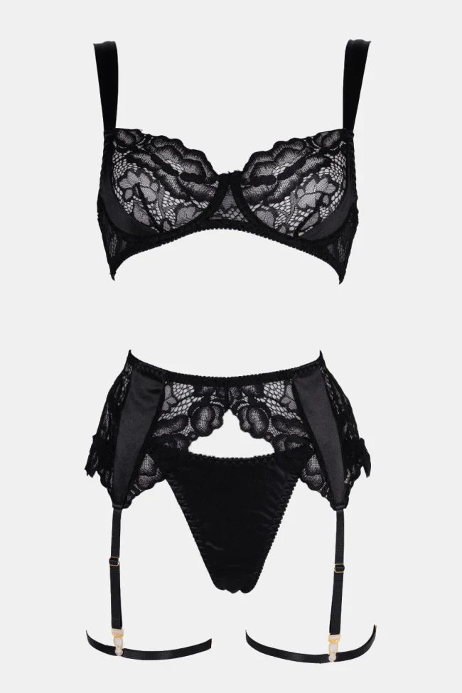 Valora Black Lace Lingerie Set